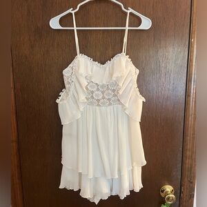 Saints + Secrets White Ruffle Tiered Romper